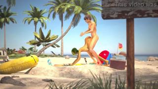 Beachside babe gets ravaged, oily nymphae pounded in depraved 3D animation