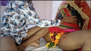 **Freshly fucked newlywed sari-clad Indian bride's sweaty honeymoon surrender**