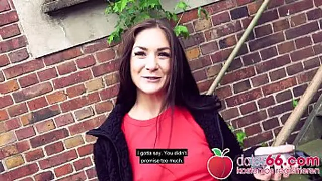 German brunette gets DP in public &mdash;  cumming in her mouth like a gun