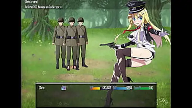 Chris explores hentai game 2 with blonde in the forest