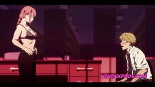 Lucky student gives Miss Makima oral😜 in the cinema ¦ Unrated Hentai