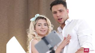 Raunchy Cornelia Quinn gets off her virgin head with selfie stick