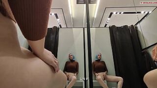 Shopping for a thrill till I burst with self-satisfying solo action in a changing room