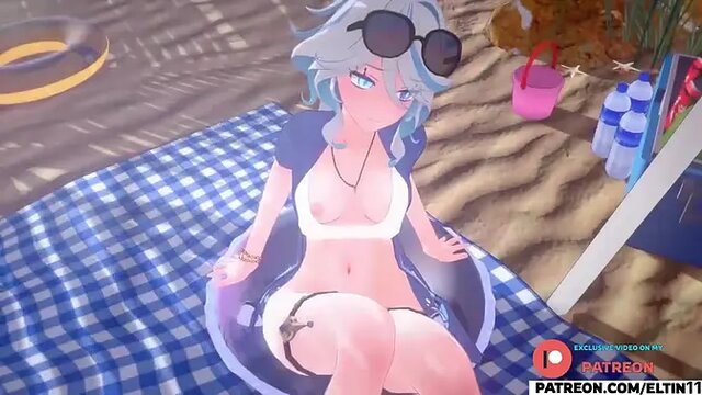 Furina's hot beach fuck and sweet creampie - Genshin Impact hottest hentai