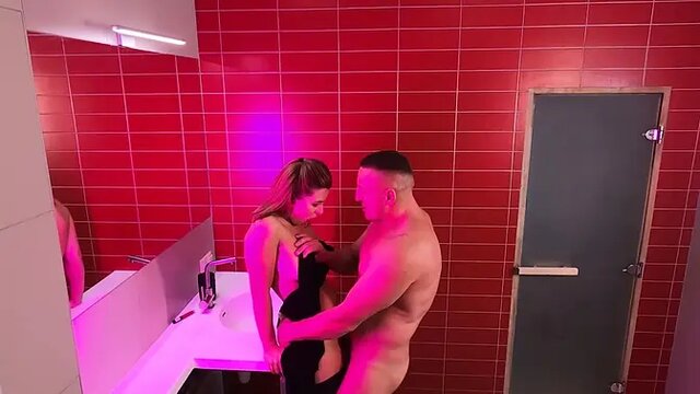 Hidden Cam Catches 18YO Babe Creampied in Public Club Bathroom