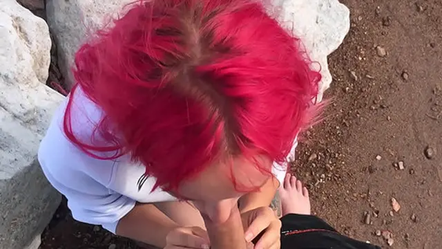 Babe Gets Public Beach Blowjob &mdash;  Swallows Cum