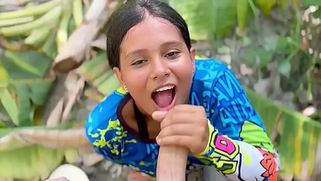 Innocent country lass gobbles up all my cum by the roadside