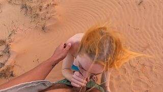 She Sucks Him Off While Strolling Through the Desert