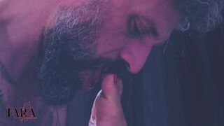 Little slut gets cumshot on her feet