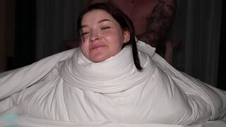 This brunette babe is fluttering on my cock