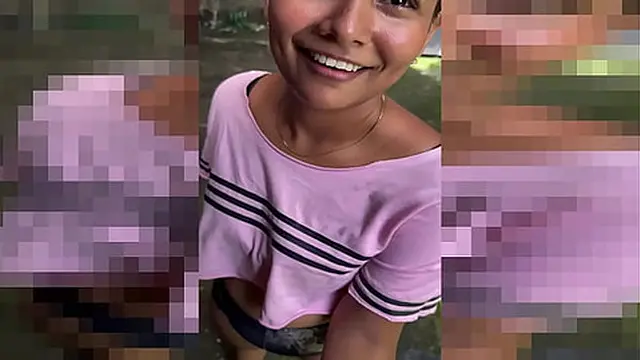 Neighborhood voyeur catches brunette in workout &mdash;  demands cash for blowjob