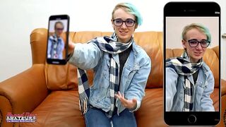 Skinny Blue Haired Raven Finger Fucks Her Pussy And Enjoys Sucking A Cock!