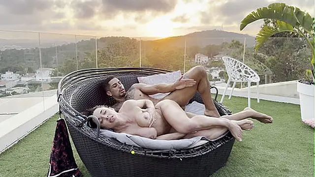 Rough Sex At Sunset From My Pool With a Huge Cumshot