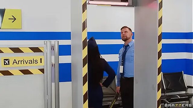 Aussie flight attendant Angela White deepthroats and facelicks in part 1