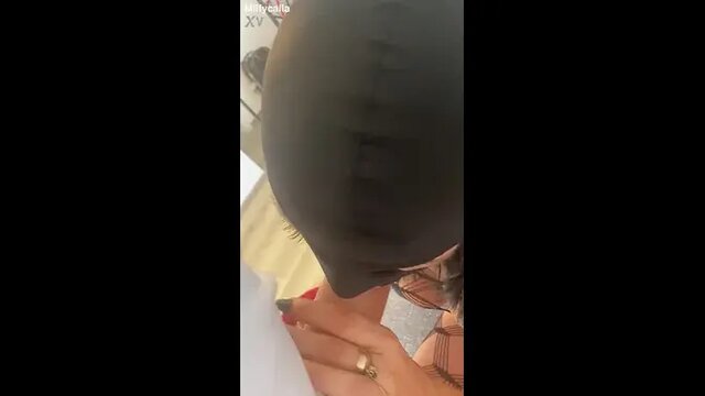 Latina MILF in fishnet lingerie gives deepthroat blowjob