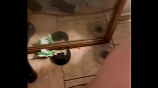 Hooker fucks customer in the bathroom of the trap house & takes a load on her perfect ass
