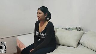 Beautiful young woman Kiomi comes for a porn casting.