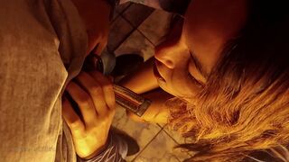 Delicious blowjob with golden shower and cumshot on the face.