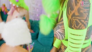 Tattooed Sluts Wild Lesbian Orgy Dildos —  Costumes —  Orgasm