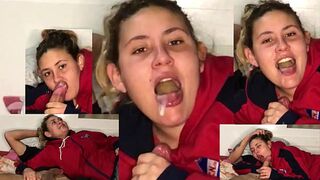 STEP-SISTER —  18 —  takes a BIG LOAD of CUM in her MOUTH