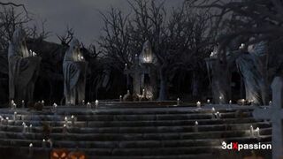 Halloween Night on the Forgotten Hill Busty girl gets fucked hard in the Graveyard