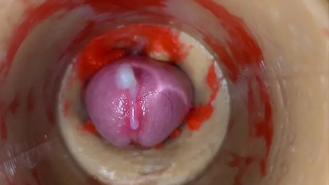 Camera deep inside tight pussy captures huge cum explosion 4k