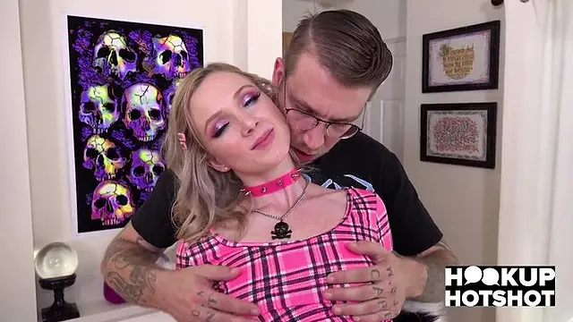 Gorgeous blonde Madison Mia takes a sloppy and balls-deep throated head from