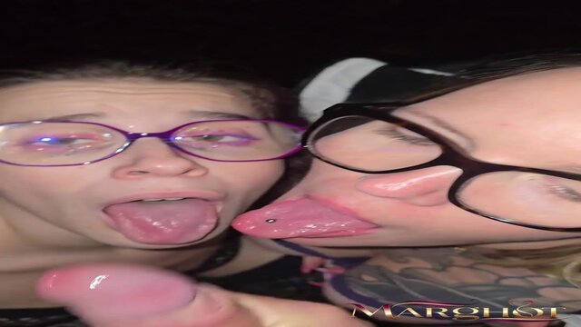 Two MILFs give sloppy blowjobs under the sun