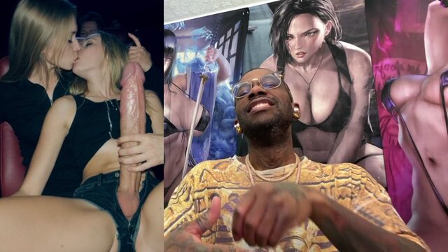 TranSlayte GF and cute blonde girl share a kinky kiss while petite brown