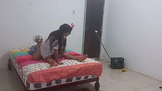 Stepdad's Latina Slapper Gets Railed Before Calculus